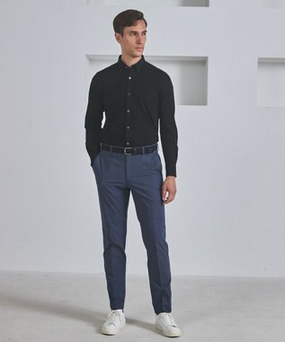 GOTAIRIKU 胸ポケット付にアップデート【吸水速乾/ストレッチ】クールマックス鹿の子 ビズシャツ_ボタンダウン ネイビー系