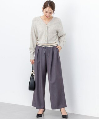 組曲 L 【加藤ローサさん着用】ラメストライプ ワイドパンツ グレー系1