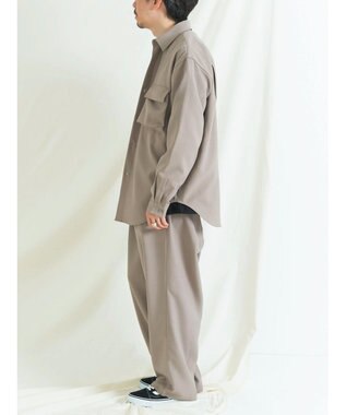 CRAFT STANDARD BOUTIQUE ポリエステルツイルポケッタブルシャツ Gray Beige