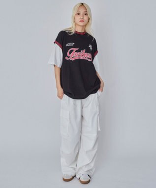 WEGO 【ユニセックス着用ITEM/MLサイズ展開】フェイクタンクグラフィックT（SS） ブラック