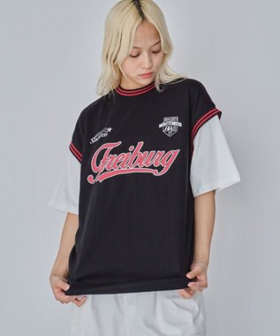 WEGO 【ユニセックス着用ITEM/MLサイズ展開】フェイクタンクグラフィックT（SS） ブラック