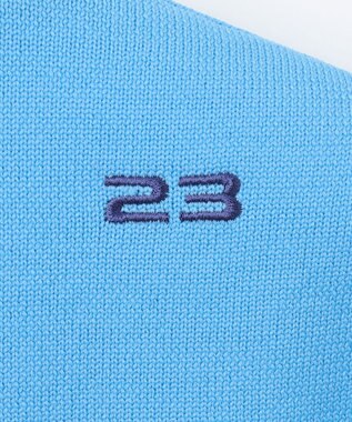 23区GOLF 【WOMEN】【ウォッシャブル】ロゴインターシャ ポリエステルニット スカイブルー系