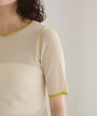 WEGO 【ANGIE VINTAGE】配色デザインリブニット ホワイトアイボリー