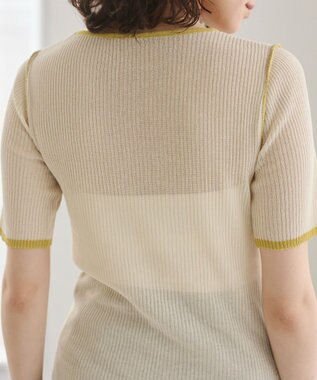 WEGO 【ANGIE VINTAGE】配色デザインリブニット ホワイトアイボリー