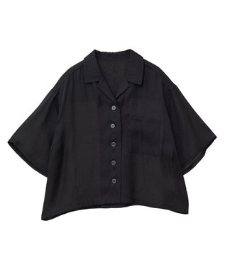 AMERICAN HOLIC 接触冷感シアー開襟半袖シャツ Black