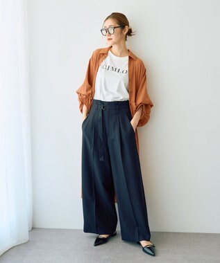 YECCA VECCA 【UVカット/接触冷感/洗える】ベルト付きイージーケアワイドパンツ Black