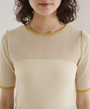 WEGO 【ANGIE VINTAGE】配色デザインリブニット ホワイトアイボリー