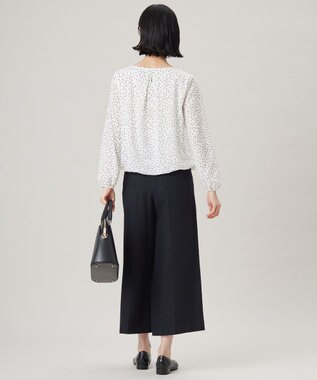 自由区 L 【洗える】ロイヤルシフォンドット柄 ブラウス オフプリント