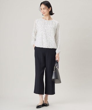 自由区 L 【洗える】ロイヤルシフォンドット柄 ブラウス オフプリント