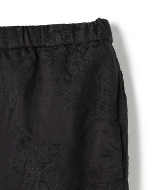 UNFILO L 【ウエストゴム】ボタニカル エンブロイダリー パンツ ブラック
