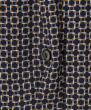 23区 【洗える】スクエアチェーンプリント ブラウス ネイビー系