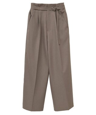 YECCA VECCA 【UVカット/接触冷感/洗える】ベルト付きイージーケアワイドパンツ Dark Beige