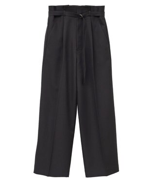 YECCA VECCA 【UVカット/接触冷感/洗える】ベルト付きイージーケアワイドパンツ Black
