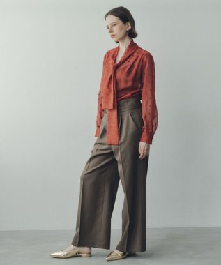 YECCA VECCA 【UVカット/接触冷感/洗える】ベルト付きイージーケアワイドパンツ Dark Beige