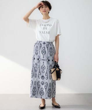 23区 【洗える】Rattiドローイングペイズリープリント スカート ブラックプリント