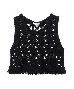 Green Parks かぎ針編みニットベスト Black