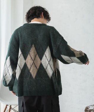 WEGO モヘアライク総柄BIGカーディガン 柄1