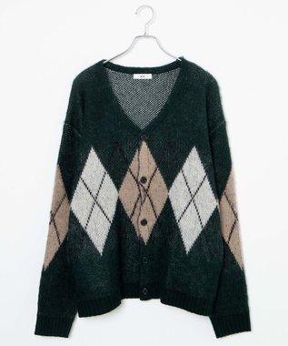 WEGO モヘアライク総柄BIGカーディガン 柄1