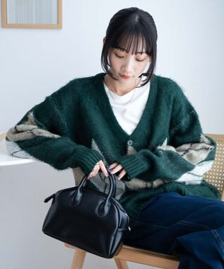 WEGO モヘアライク総柄BIGカーディガン 柄1