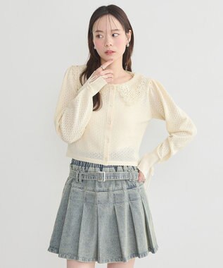 earth music&ecology レース襟カーディガン Ivory