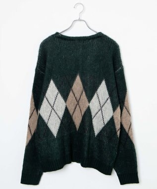 WEGO モヘアライク総柄BIGカーディガン 柄1