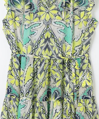 GRACE CONTINENTAL シフォンプリントティアードワンピース イエロー