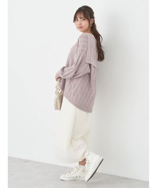 earth music&ecology ビッグカラーニットプルオーバー Lavender