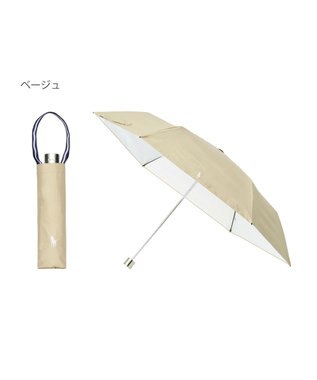 MOONBAT 【軽量】POLO RALPH LAUREN 晴雨兼用日傘 折りたたみ傘 PP刺繍／遮光 遮熱 UV ベージュ×オフ