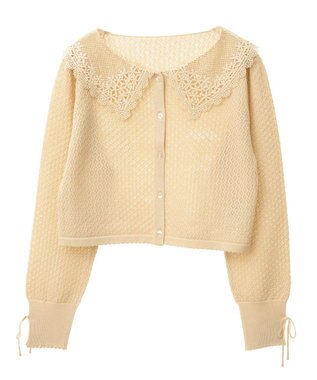 earth music&ecology レース襟カーディガン Yellow