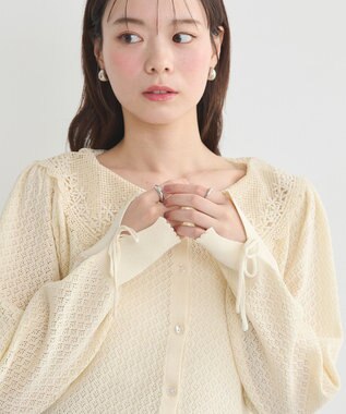 earth music&ecology レース襟カーディガン Ivory