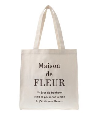 Maison de FLEUR ブランドロゴ刺繍スクエアトートバッグ Brown