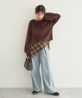 earth music&ecology Ｗフェイスシャギープルオーバー Brown