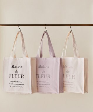 Maison de FLEUR ブランドロゴ刺繍スクエアトートバッグ Grayish Pink