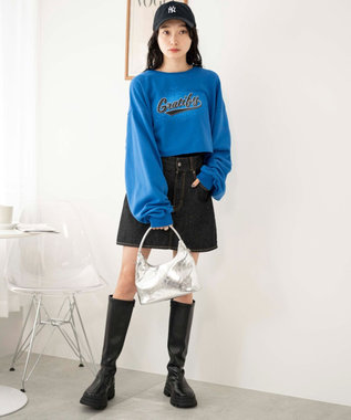 WEGO ヴィンテージライクショートスウェット ブルー