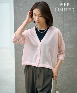 J.PRESS LADIES 【WEB限定カラーあり・洗える】SHEER LIGHT KNIT Vネック カーディガン 【WEB限定カラー】グレイッシュピンク系