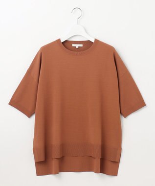 自由区 L 【接触冷感・UVカット・WEB限定カラーあり】クレープストレッチプルオーバー ニット コッパ―