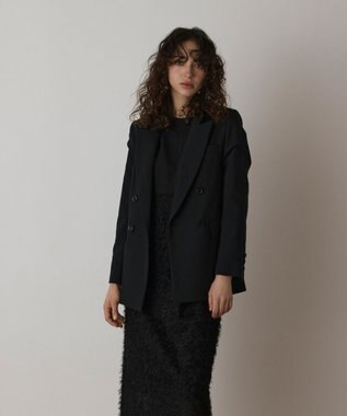 GRACE CONTINENTAL フェザー刺繍コンビワンピース ブラック