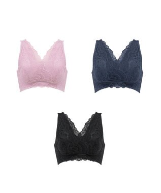 BRADELIS New York 【BRADELIS Me / ノンワイヤー・バストアップ】 カシュクールレーシィナイトブラ モーヴピンク