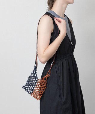 TRICOTE バイカラー マクラメショルダーバッグ 39NAVY