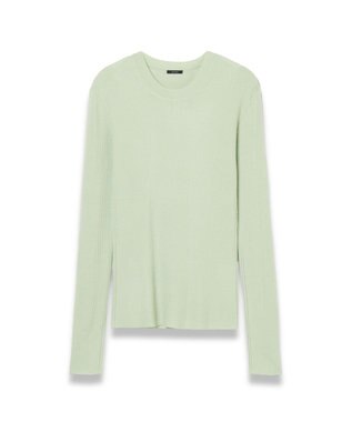 【洗える】ファインリブメリノ　ラウンドネックニット