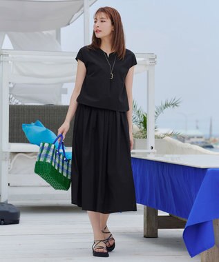 Tiaclasse 【トップス&スカートセット・洗える】ストレッチタフタセットアップ