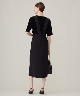 ICB L 【洗える】フロッキーベロア 5分袖プルオーバー ブラック系