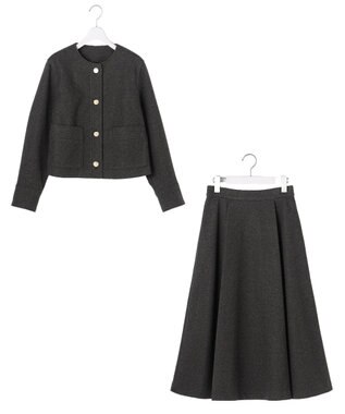 ANY SIS 【2SET】ジャケット × フレアスカート セット チャコール