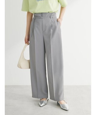 Green Parks きれいシルエットパンツ（ベルト付きとろみワイド） Gray