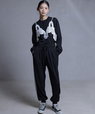 組曲 【組曲×setsuko sagittaire】レーシートラック パンツ ブラック系