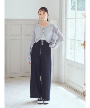 earth music&ecology リボンメッシュボレロ Light Gray