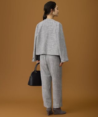 自由区 L 【17号サイズまで展開・カタログ掲載】ライトミックスツイード ジャケット グレー