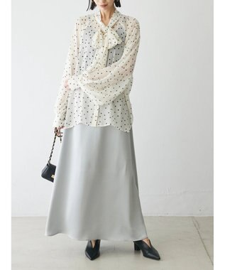 Green Parks AnriettMusee サテンナロースカート Gray