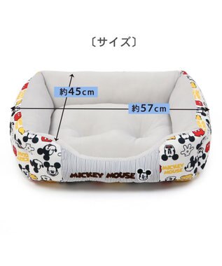 PET PARADISE ディズニー ミッキーマウス アイコン柄 四角  クール カドラーベッド（57×45cm） 水色