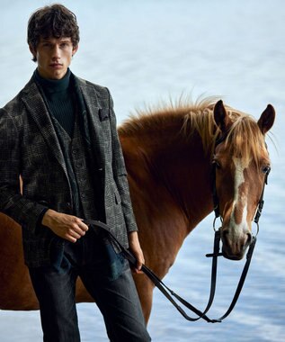 JOSEPH ABBOUD 【キングサイズ・ストレッチ】フランネルジャージ ジャケット カーキ系4